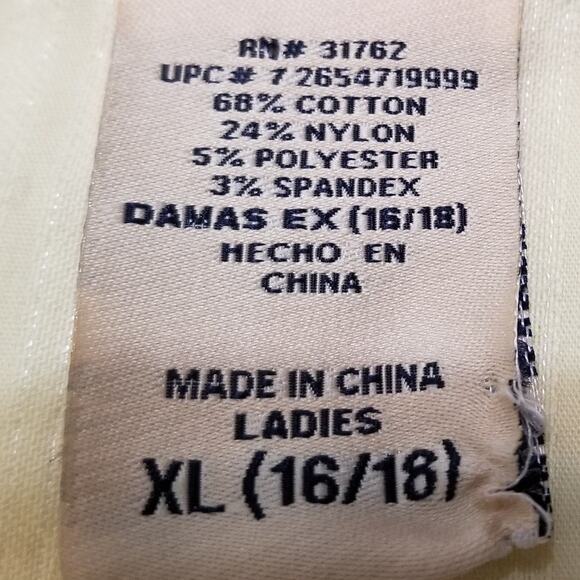 FADED GLORY Yellow Zip-Up Collared 3/4-Cuffed Sleeve Stretch Top Size XL (16/18) - Picture 8 of 10